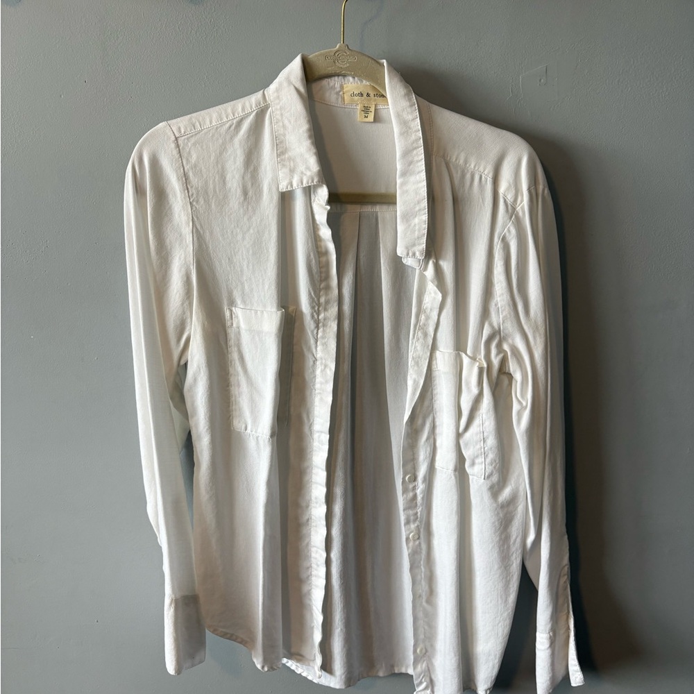 Cloth & Stone Classic White Collared Shirt